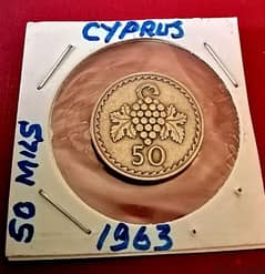 1963 Cyprus 50 Mils KM# 41 0