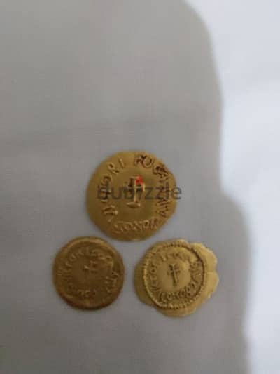 Ancient Byzantine Gold 3 coins set for Focus year 602 AD