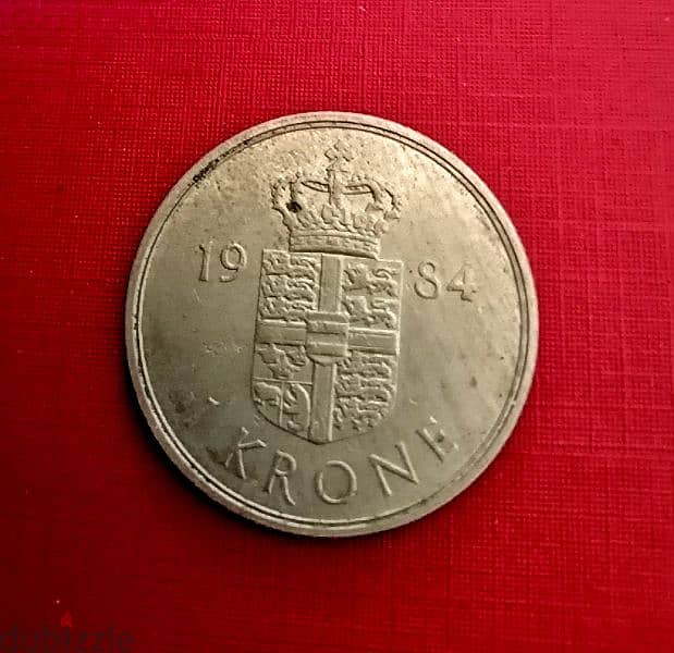1984 Danmark 1 Krone Margrethe II 2
