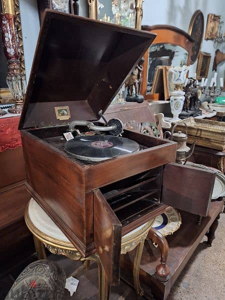 فونوغراف انجليزي الاصلي القديم شغال حالة ممتازة جدا phonograph 0