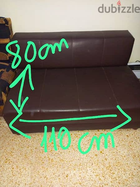 Sofa Bed Like New صوفا جلد بتفتح بتصير تخت نوعية ممتازة 0