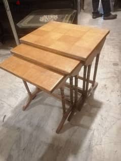 طقم طاولات جيغون خشب سنديان فرنسي انتيك قديم سعر لقطة 0