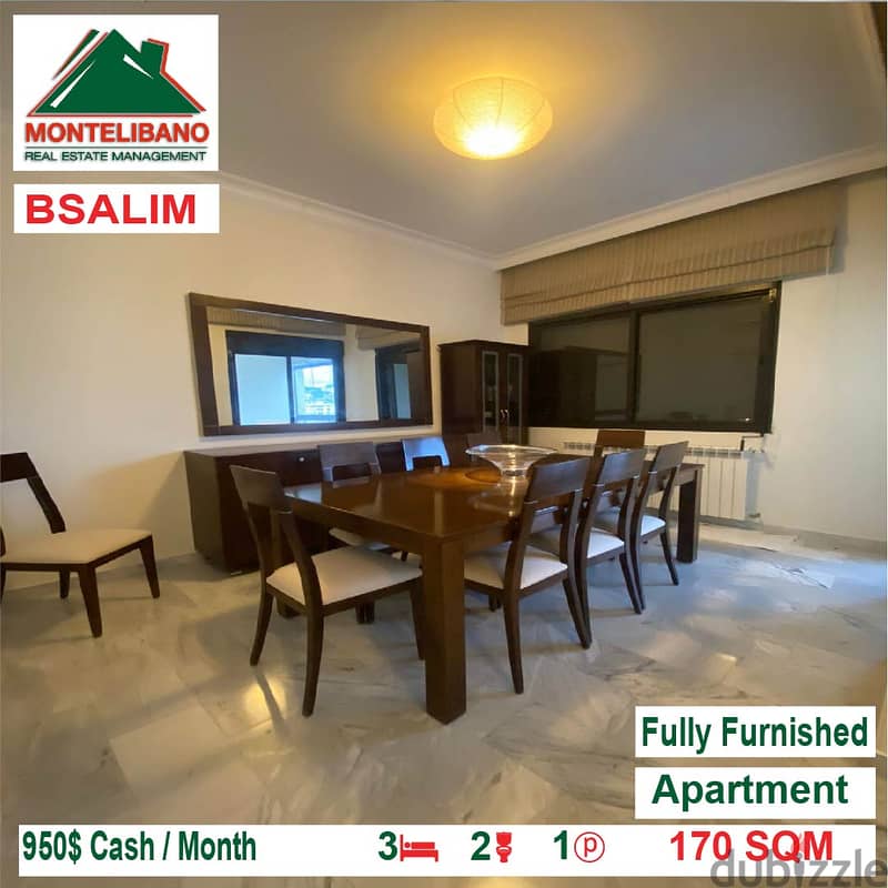 950$!! A fully furnished apartment for rent in Bsalim !!! 2