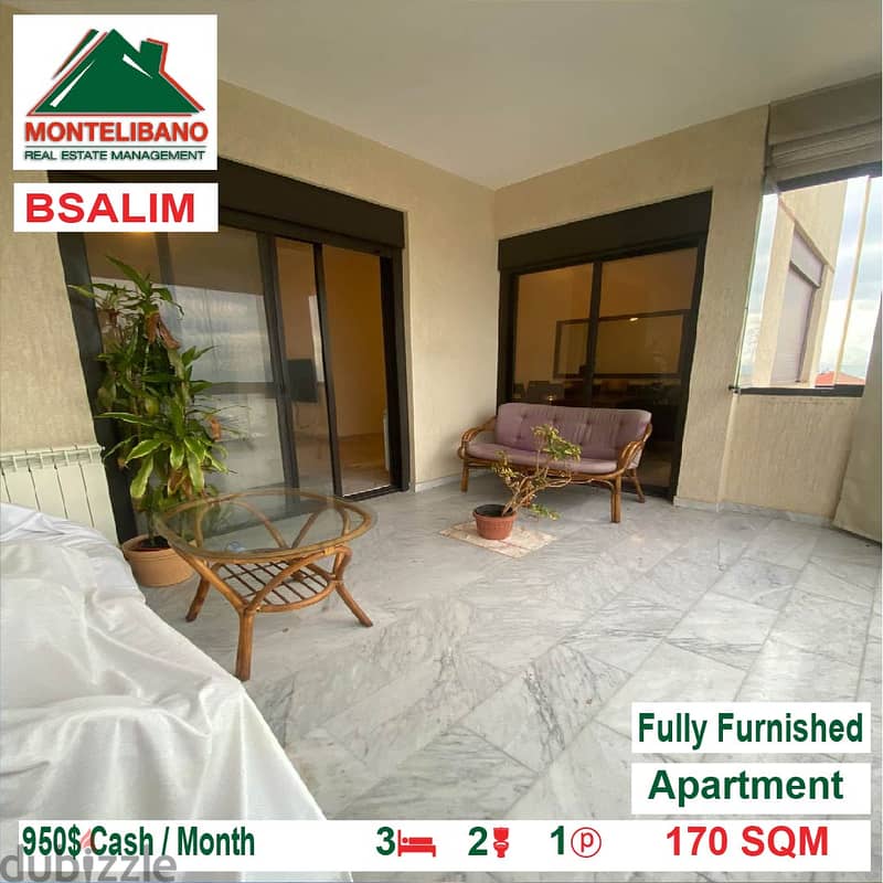 950$!! A fully furnished apartment for rent in Bsalim !!! 3