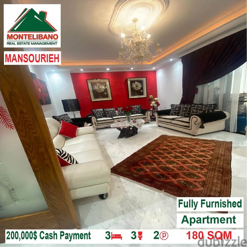 200,000$!! Fully Furnished apartment for sale located in Mansourieh 1