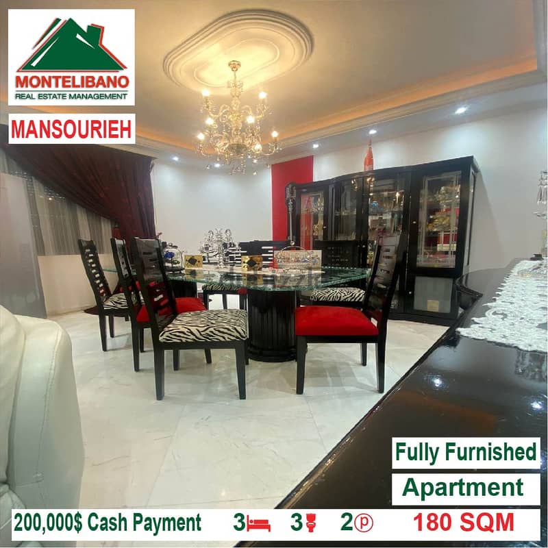 200,000$!! Fully Furnished apartment for sale located in Mansourieh 2