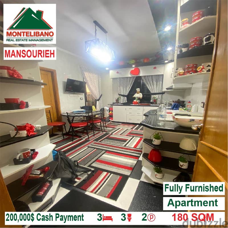 200,000$!! Fully Furnished apartment for sale located in Mansourieh 4
