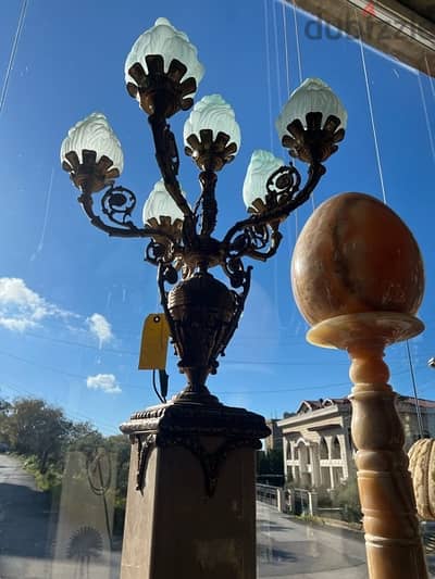 marble chandelier with copper