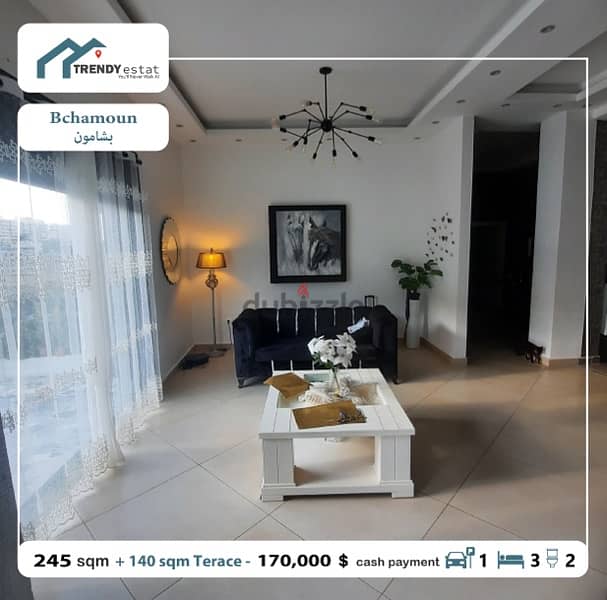 luxury apartment for sale in bchamoun شقة للبيع في بشامون فخمة مع تراس 4