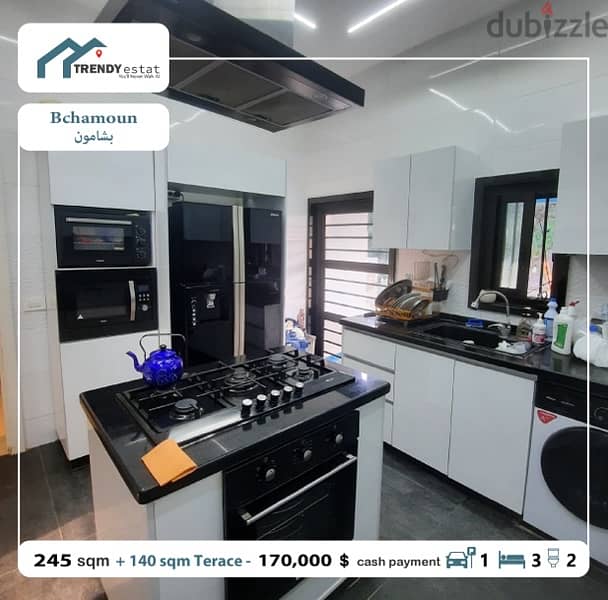 luxury apartment for sale in bchamoun شقة للبيع في بشامون فخمة مع تراس 12