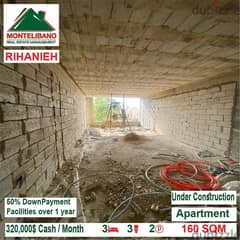320,000$ Cash Payment!! Apartment for sale in Rihanieh Baabda!!