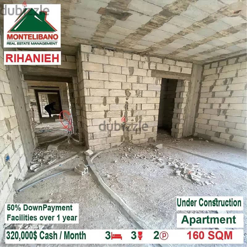 320,000$ Cash Payment!! Apartment for sale in Rihanieh Baabda!! 3