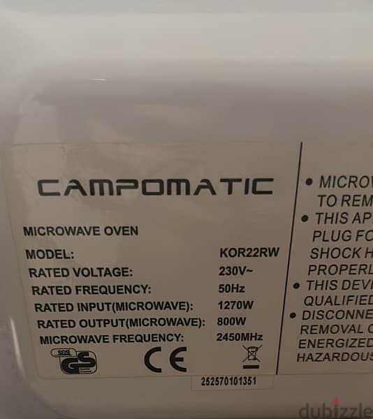 Microwave Campomatic in a Very Good Condition off white color 1