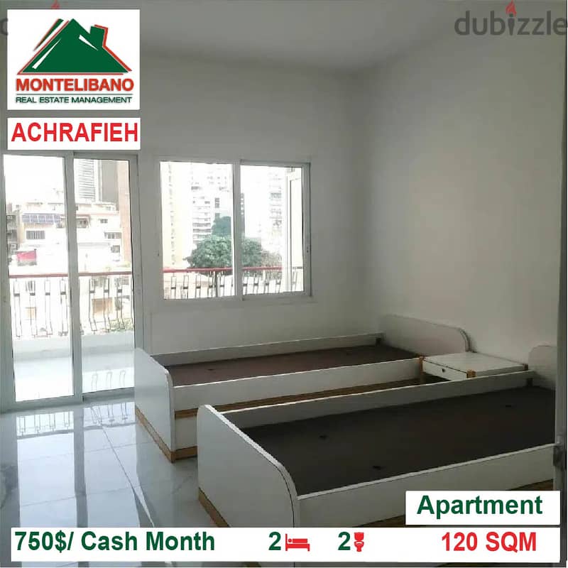 750$/Cash Month!! Apartment for rent in Achrafieh!! 1