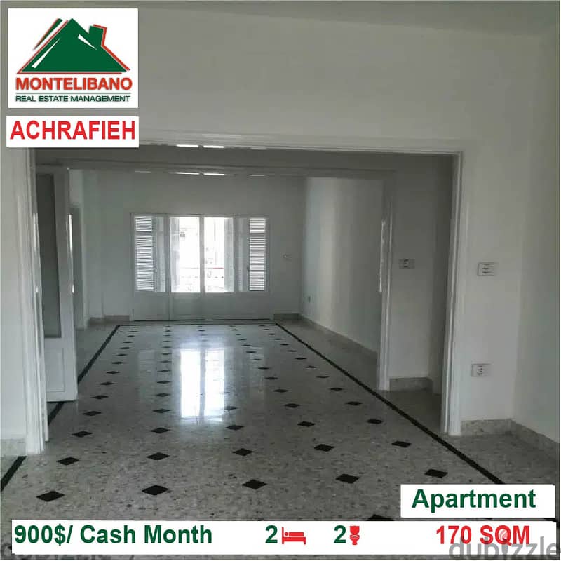 900$/Cash Month!! Apartment for rent in Achrafieh!! 0