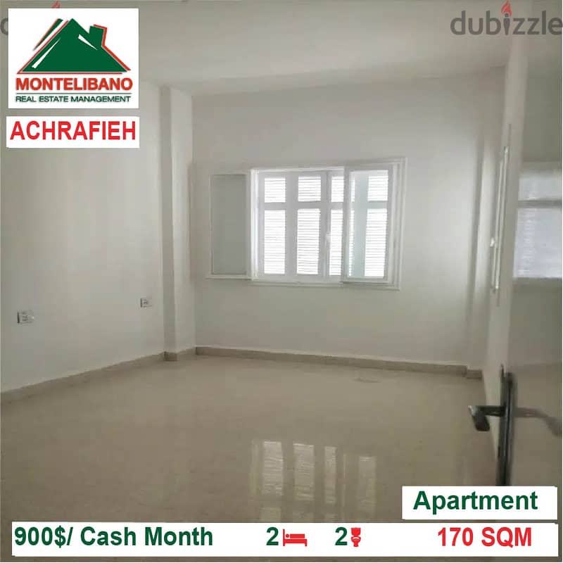 900$/Cash Month!! Apartment for rent in Achrafieh!! 1