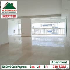 430,000$ Cash Payment!! Apartment for sale in Koraytem!! 0