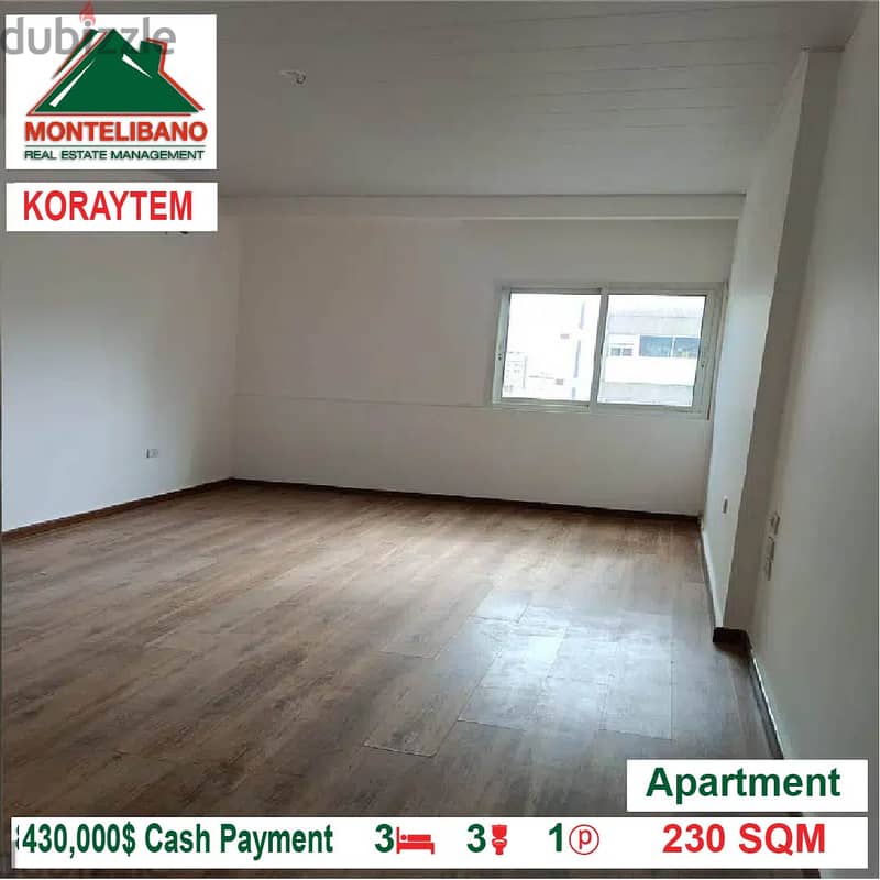430,000$ Cash Payment!! Apartment for sale in Koraytem!! 1