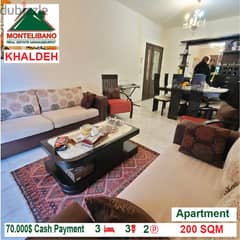 70,000$!! Apartment for sale located in Khaldeh