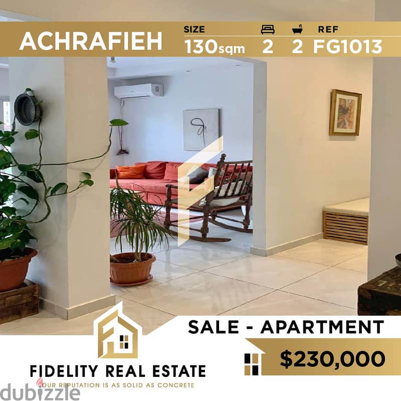 Apartment for sale in Achrafieh chahruri area FG1013 0