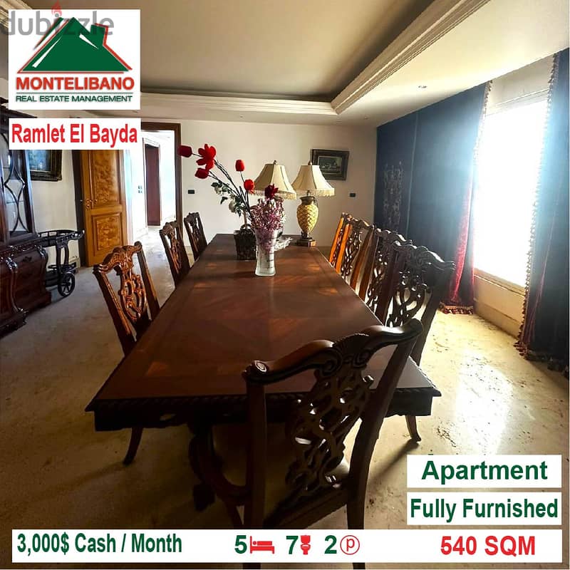 3000$!! Apartment for rent located in Ramlet el Baida 2