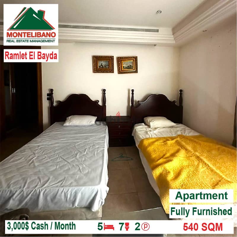 3000$!! Apartment for rent located in Ramlet el Baida 3