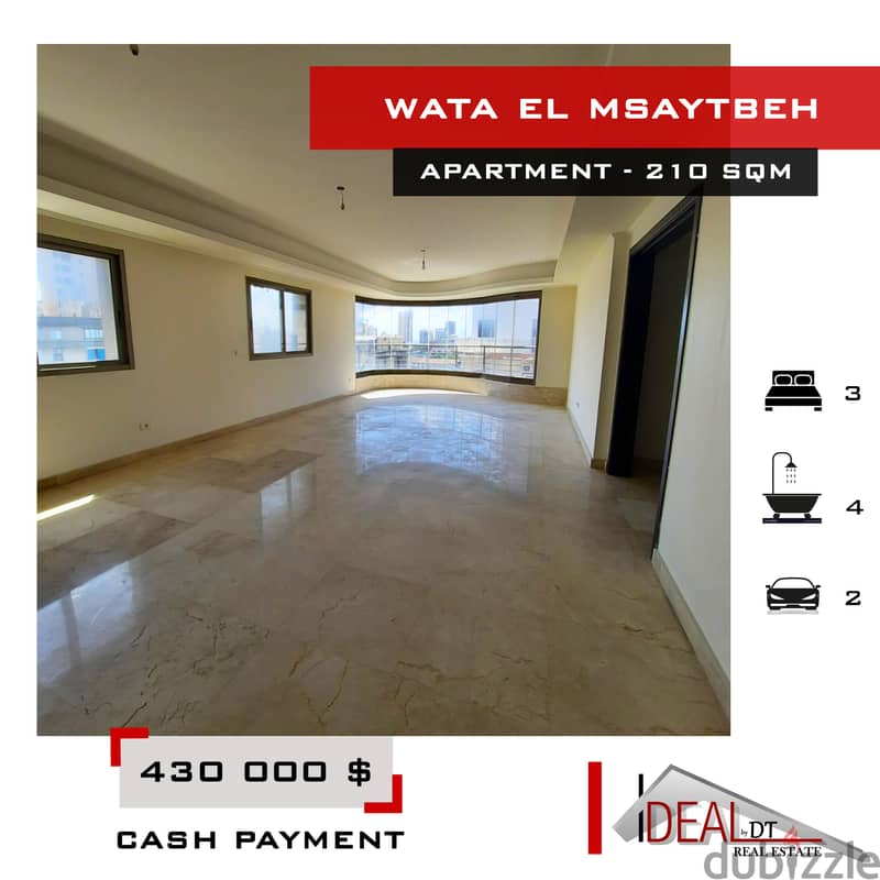 Apartment for sale in wata el msaytbeh 210 SQM REF#KJ94031 0