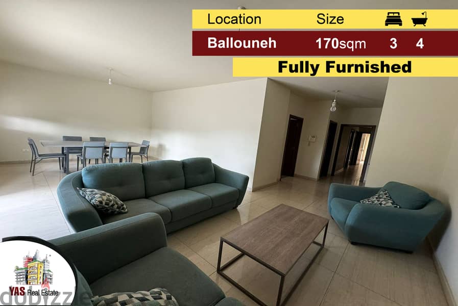 Ballouneh 170m2 | 60m2 Terrace | Fully Furnished | Excellent Condition 0
