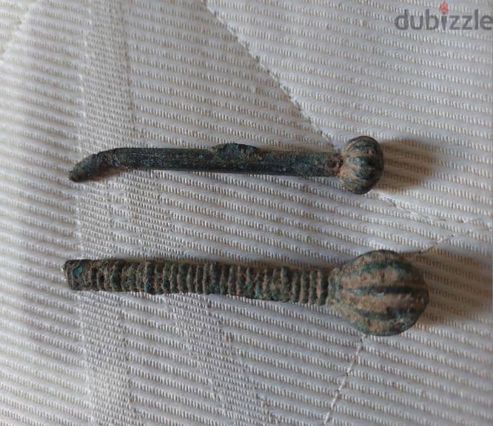 two ancient Roman Arrow head bronze used in battles the 3rd century AD 0