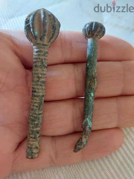 two ancient Roman Arrow head bronze used in battles the 3rd century AD 1