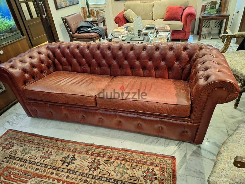 chesterfield sofa genuine leather buffalo made in England 1