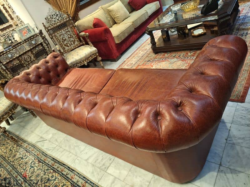 chesterfield sofa genuine leather buffalo made in England 3