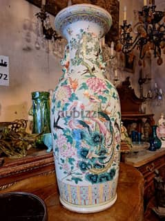 فازة كيشاني انتيك صيني اثري مميز قديم شغل يدوي فني رائع جدا vase