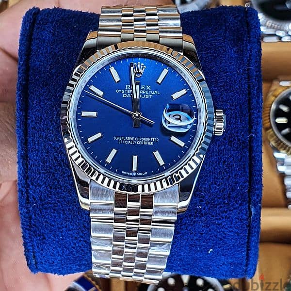 Rolex date just 36 mm blue dial jubilee strap steel 0