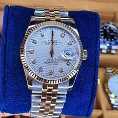 Rolex date just motif silver 36 mm with diamonds markers