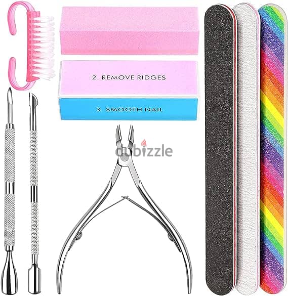 FLAFARY Nail File Kit-3Pcs Double Sided Nail File, Rectangular Nail Bu 0