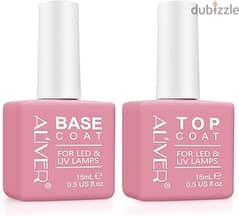 ALIVER 2Pcs Gel Top Coat - Base Coat Gel Nail Polish, 15ml Gel Base an