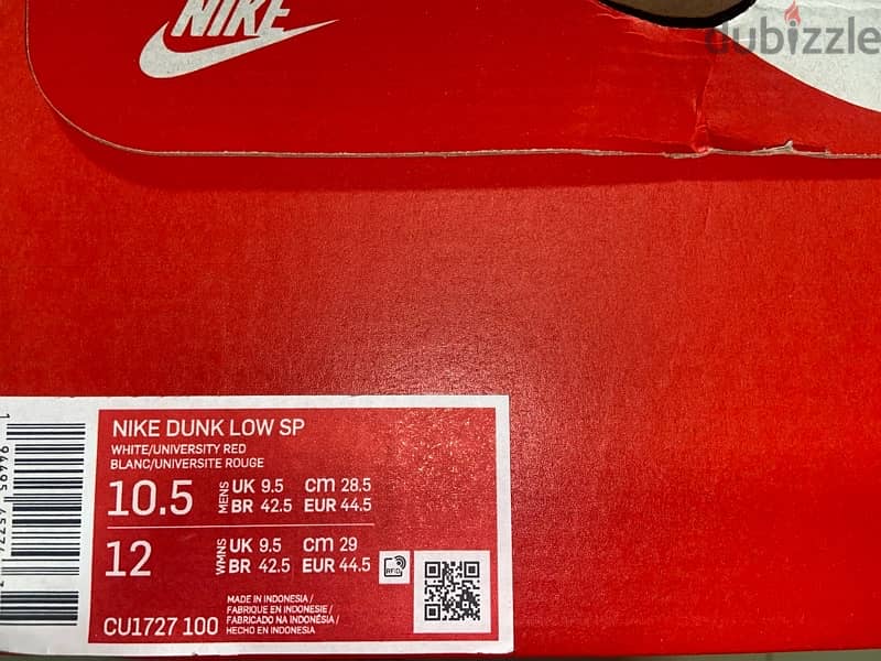 ORIGINAL Nike « Dunk Lows University Red », Size 44.5 (Unisex) 4