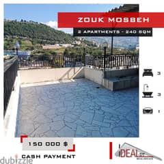 Fully Furnished Apartments for sale in Zouk Mosbeh 240sqm ref#jc250695
