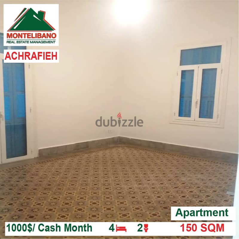 1000$/Cash Month!! Apartment for rent in Achrafieh!! 1