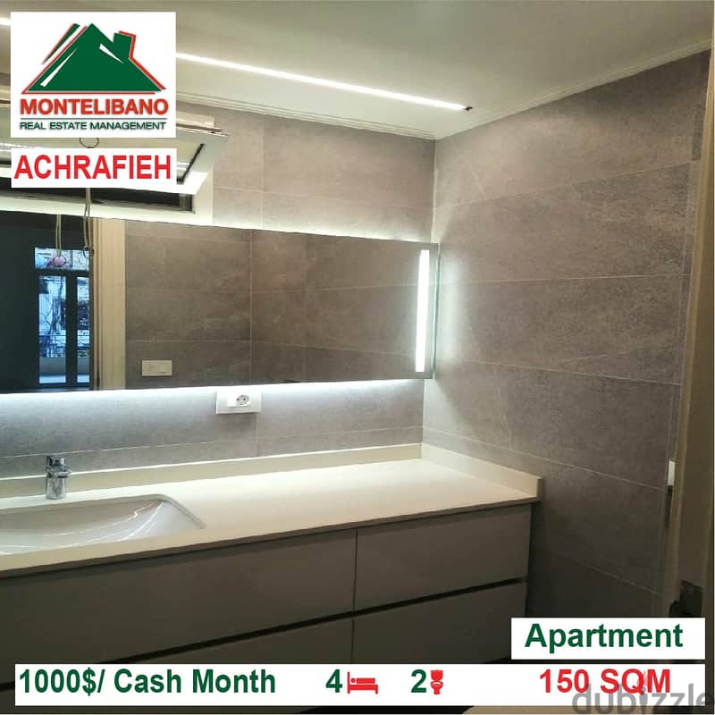 1000$/Cash Month!! Apartment for rent in Achrafieh!! 3
