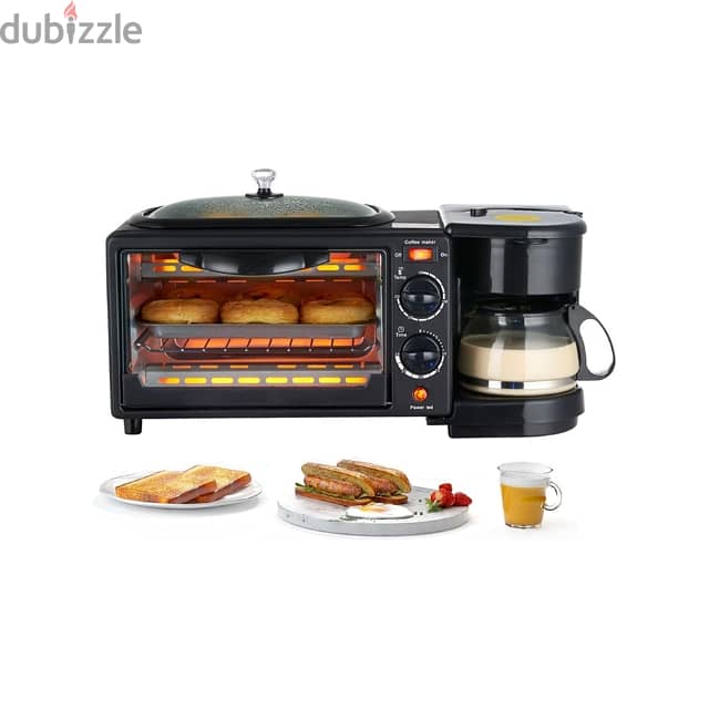 3-in-1 Breakfast Maker with Toaster, Griddle and Coffee Machine 12L 0