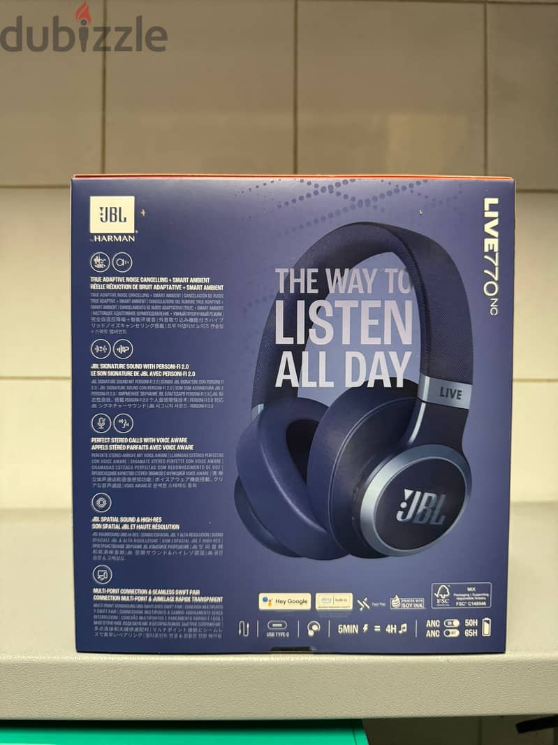 JBL Live 770NC Wireless Over-Ear Headphones Blue, Lebanon