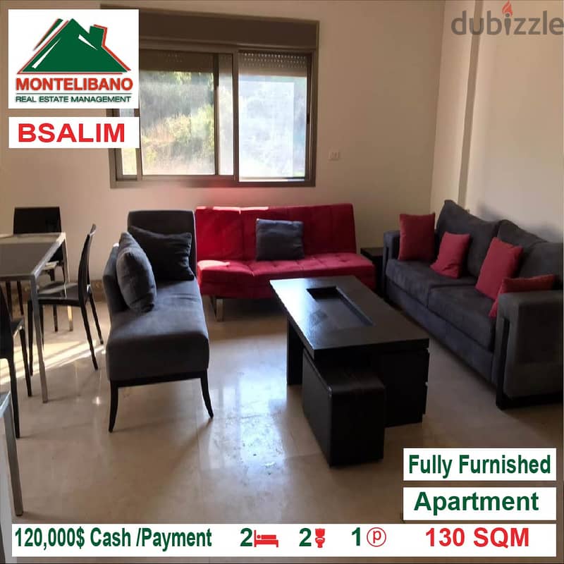 120,000$!! Fully Furnished apartment for sale located in Bsalim 1