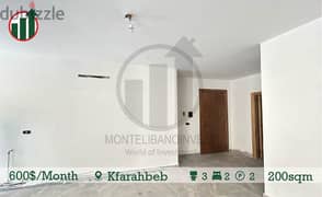 Apartment for rent in Kfarahbeb!