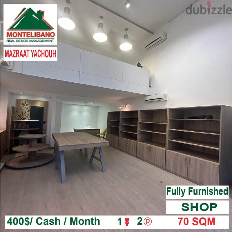 400$ Fully Furnished Shop for rent located in Mazraat Yachouh 1