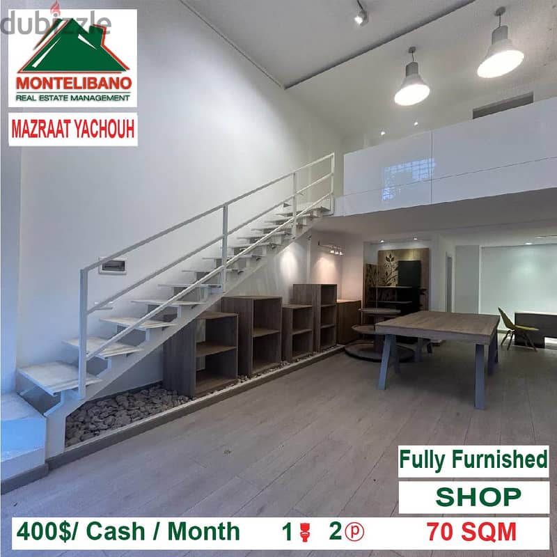 400$ Fully Furnished Shop for rent located in Mazraat Yachouh 2