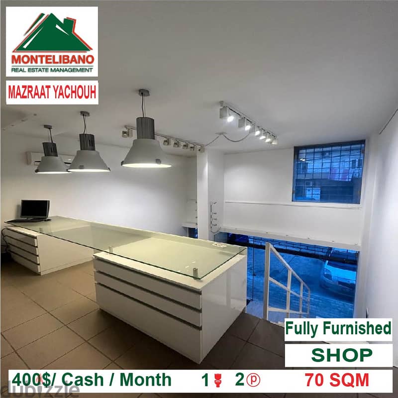 400$ Fully Furnished Shop for rent located in Mazraat Yachouh 3