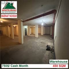750$ Warehouse for rent located in Mazraat Yachouh 0