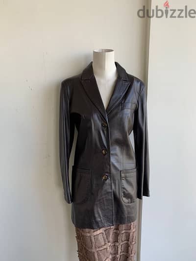 Douglas chocolate brown genuine lamb leather coat made in Italy